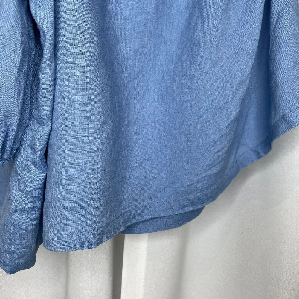 Seed Heritage Blue Linen One Shoulder Blouse Top Size 10 Asymmetric Casual Women - Picture 12 of 16